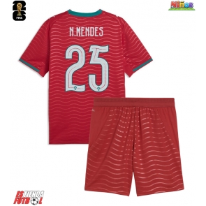 Portugal Nuno Mendes #25 Primera Equipación Niños Mundial 2026 Manga Corta (+ Pantalones cortos)
